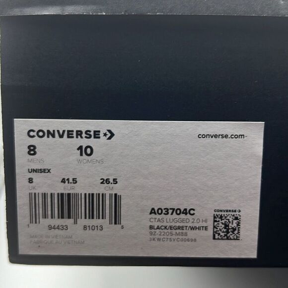 Converse Chuck Taylor All Star Leather Lugged 2.0 Black Sneakers Men 8 / W10 NWB - Picture 9 of 10